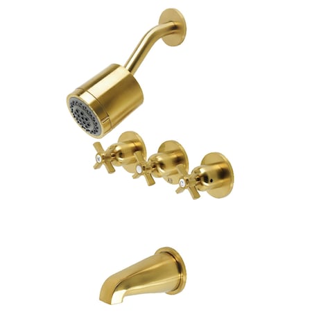 Kingston Brass Tub and Shower Faucet, Brushed Brass, Wall Mount KBX8137ZX